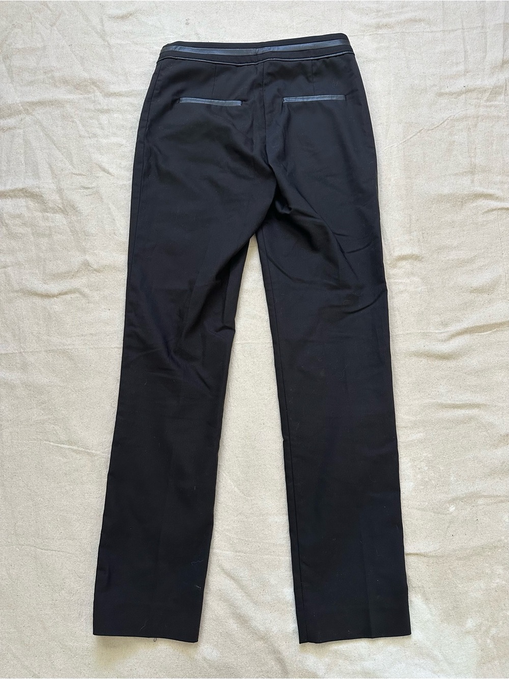 H&M Black Mid-Rise Straight Leg Pants with Faux Leather Trim & Gold Zippers - 4 - Picture 10 of 11